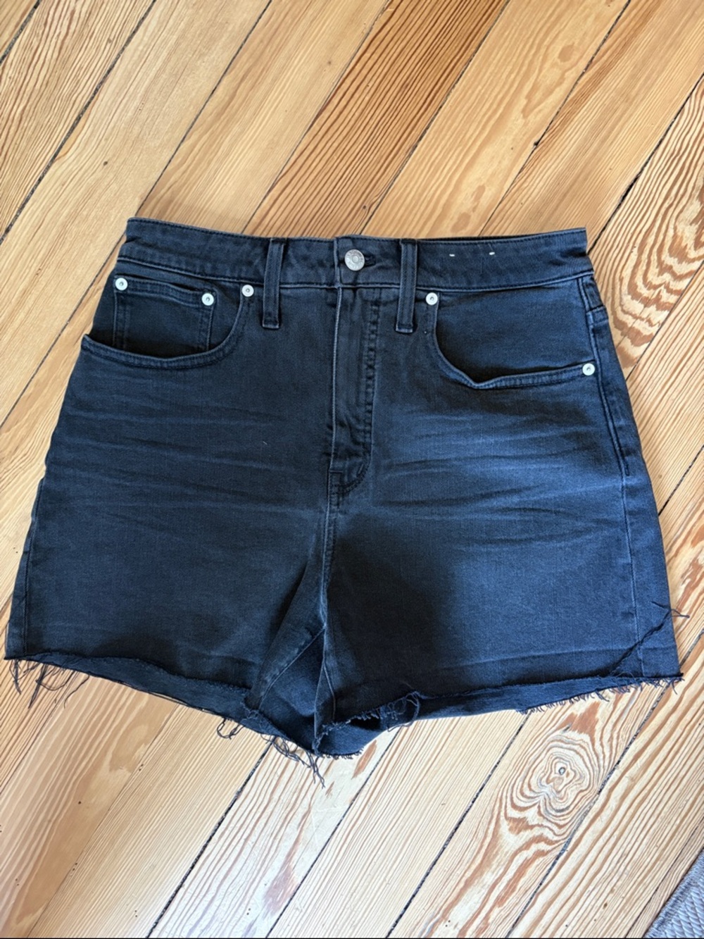 Madewell Black High-Waist Denim Cutoff Shorts